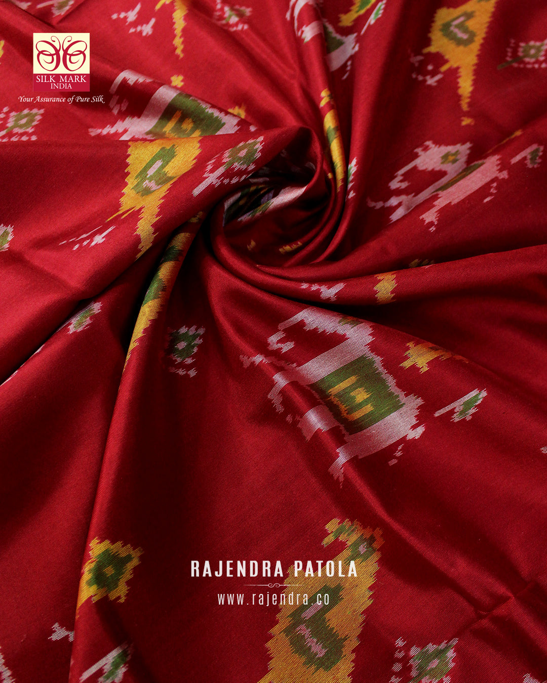 Traditional Hathi Popat Red Single Ikat Rajkot Patola Saree