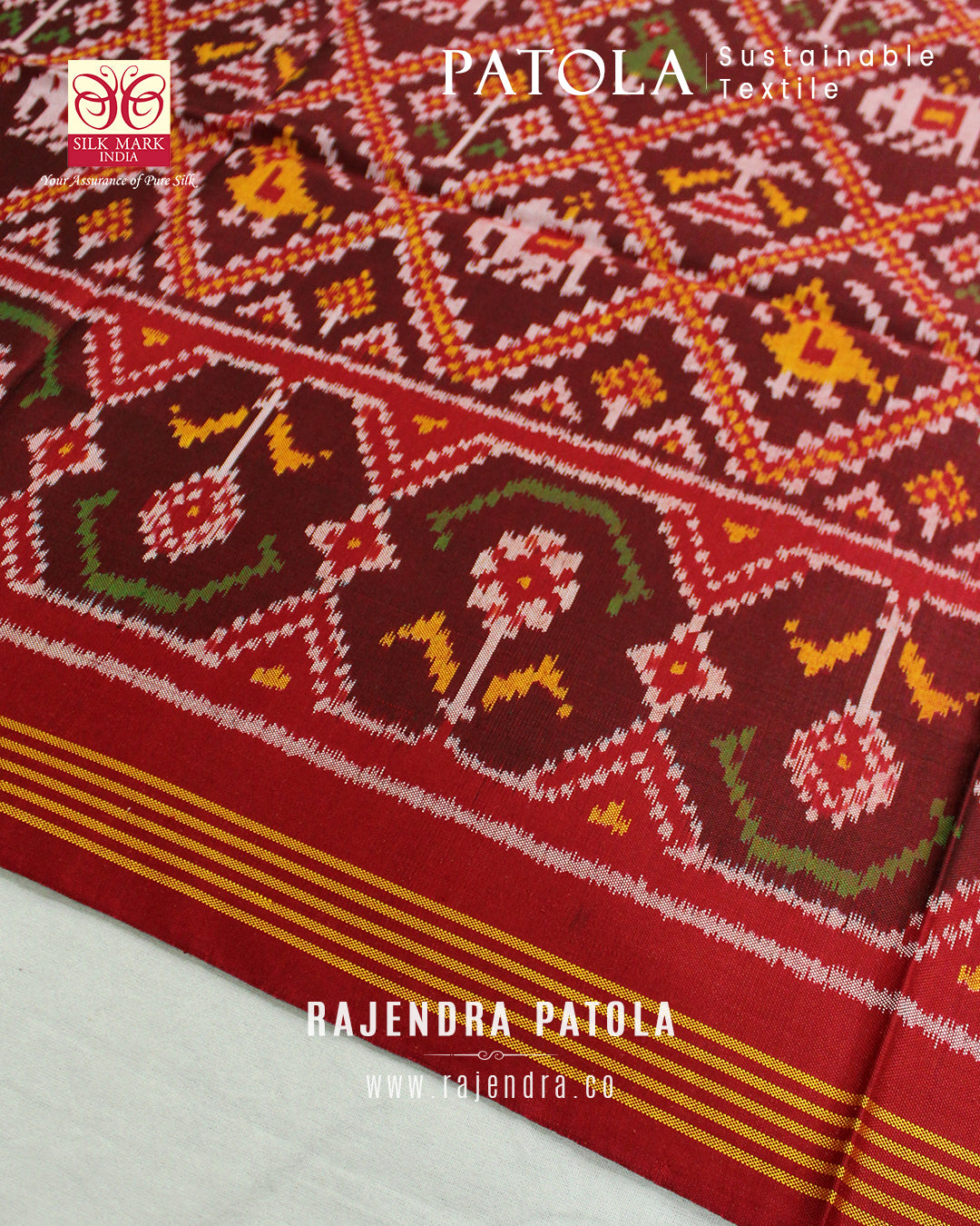 Traditional Hathi Popat Semi Double Weave Rajkot Patola Dupatta