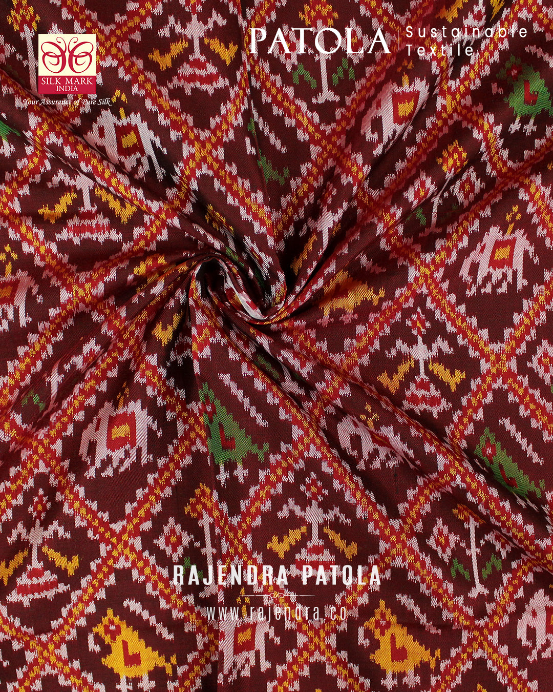 Traditional Hathi Popat Semi Double Weave Rajkot Patola Dupatta