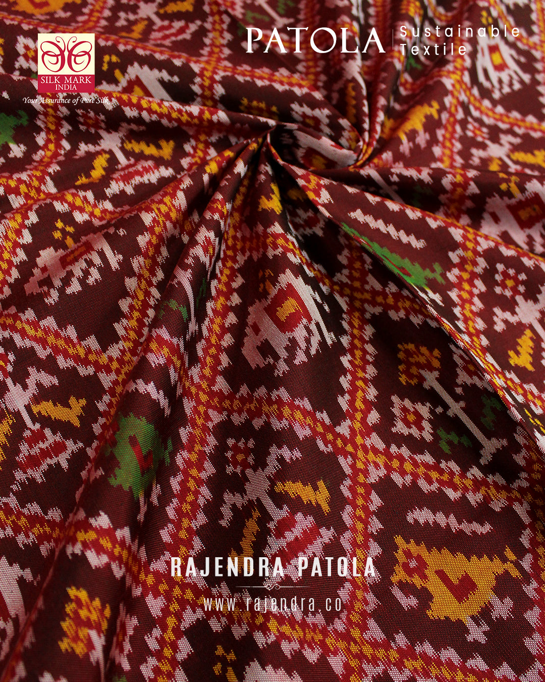 Traditional Hathi Popat Semi Double Weave Rajkot Patola Dupatta
