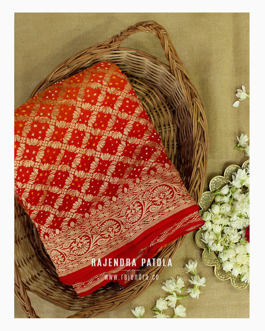 Pure Georgette Handloom Banarasi Bandhani Saree
