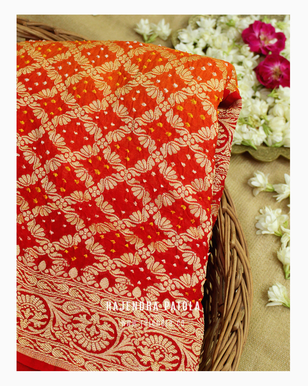Pure Georgette Handloom Banarasi Bandhani Saree