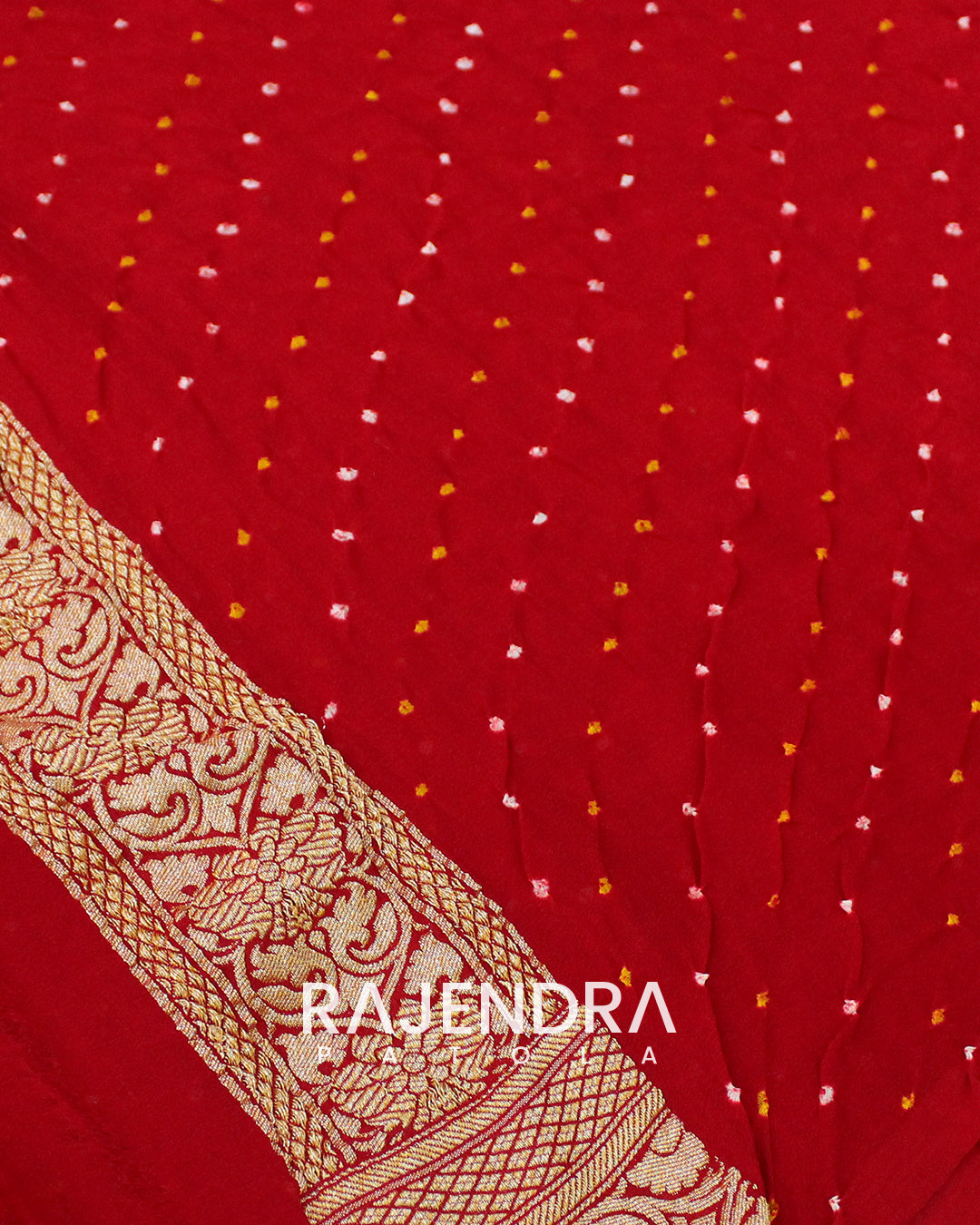 Traditional Pure Georgette Red Orange Banarasi Bandhani Saree