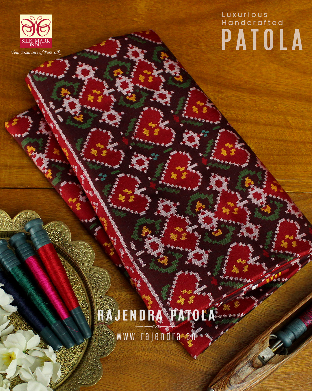 Exclusive Pan Bhat Design Semi Double Weave Rajkot Patola Saree