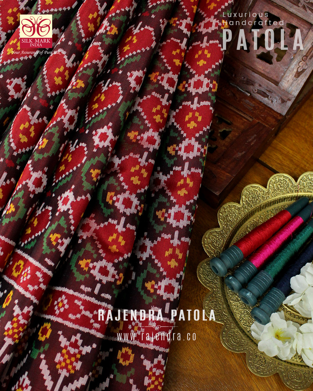 Exclusive Pan Bhat Design Semi Double Weave Rajkot Patola Saree