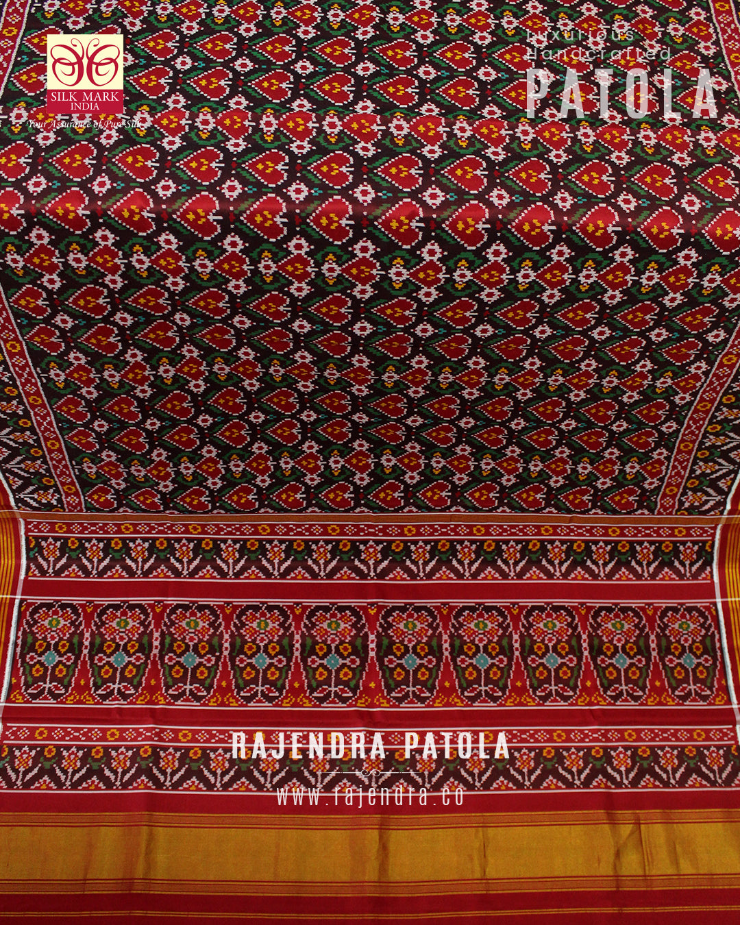 Exclusive Pan Bhat Design Semi Double Weave Rajkot Patola Saree