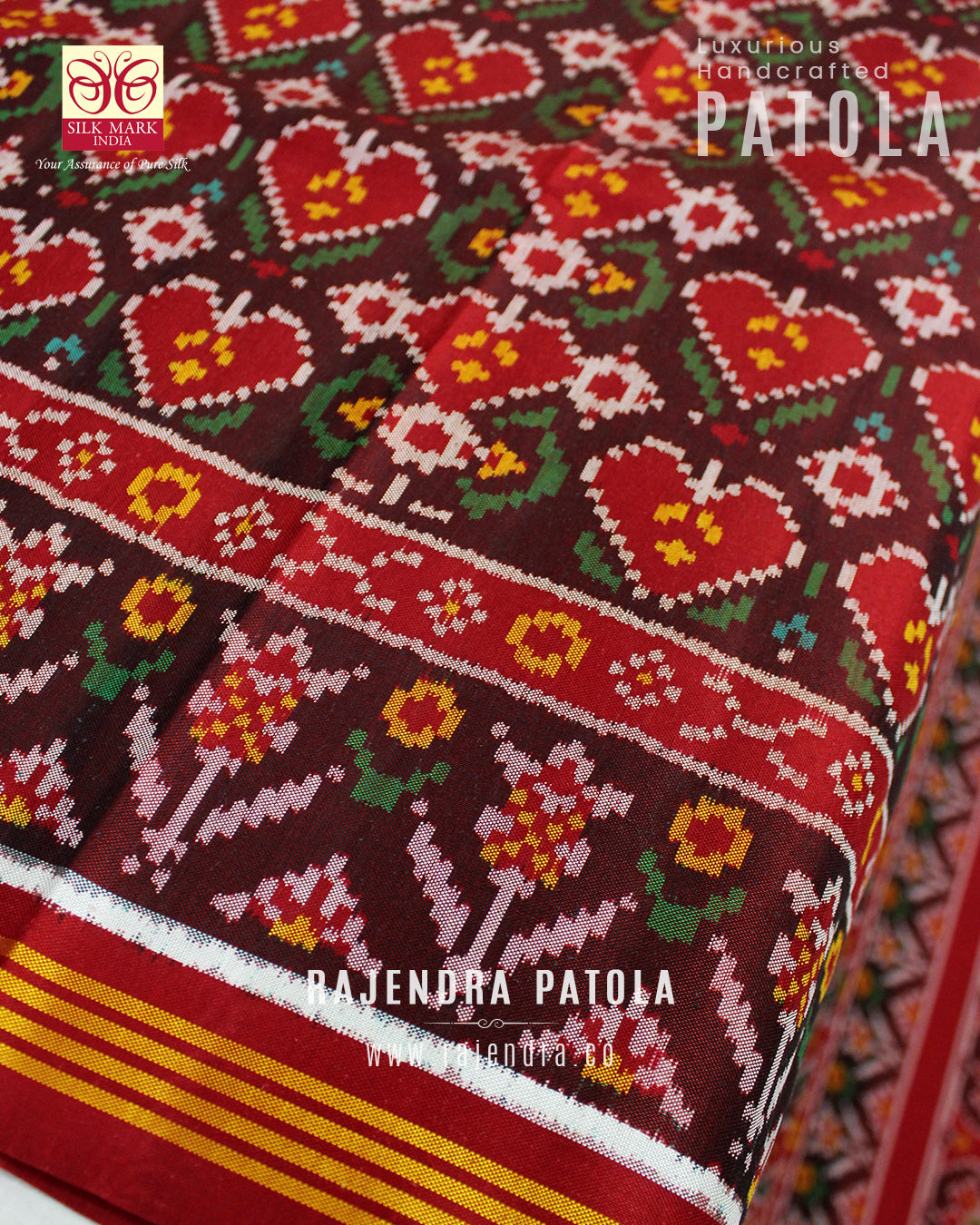 Exclusive Pan Bhat Design Semi Double Weave Rajkot Patola Saree