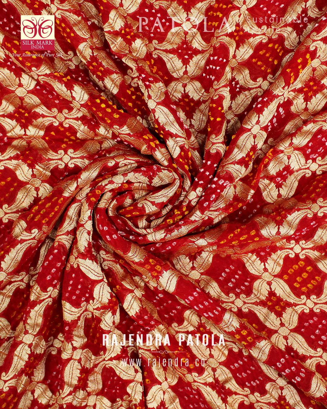Pure Georgette Handloom Banarasi Bandhani Saree