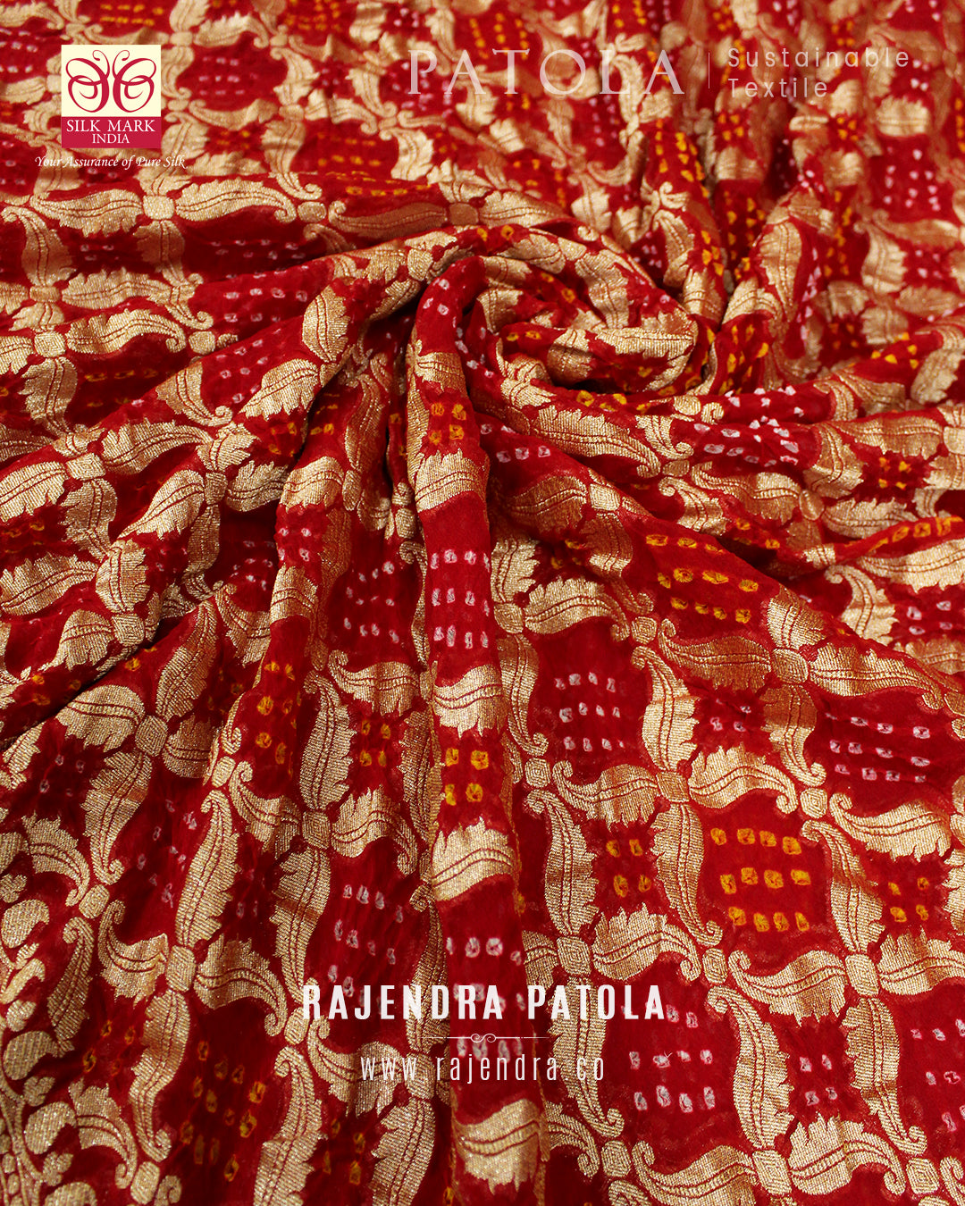 Pure Georgette Handloom Banarasi Bandhani Saree