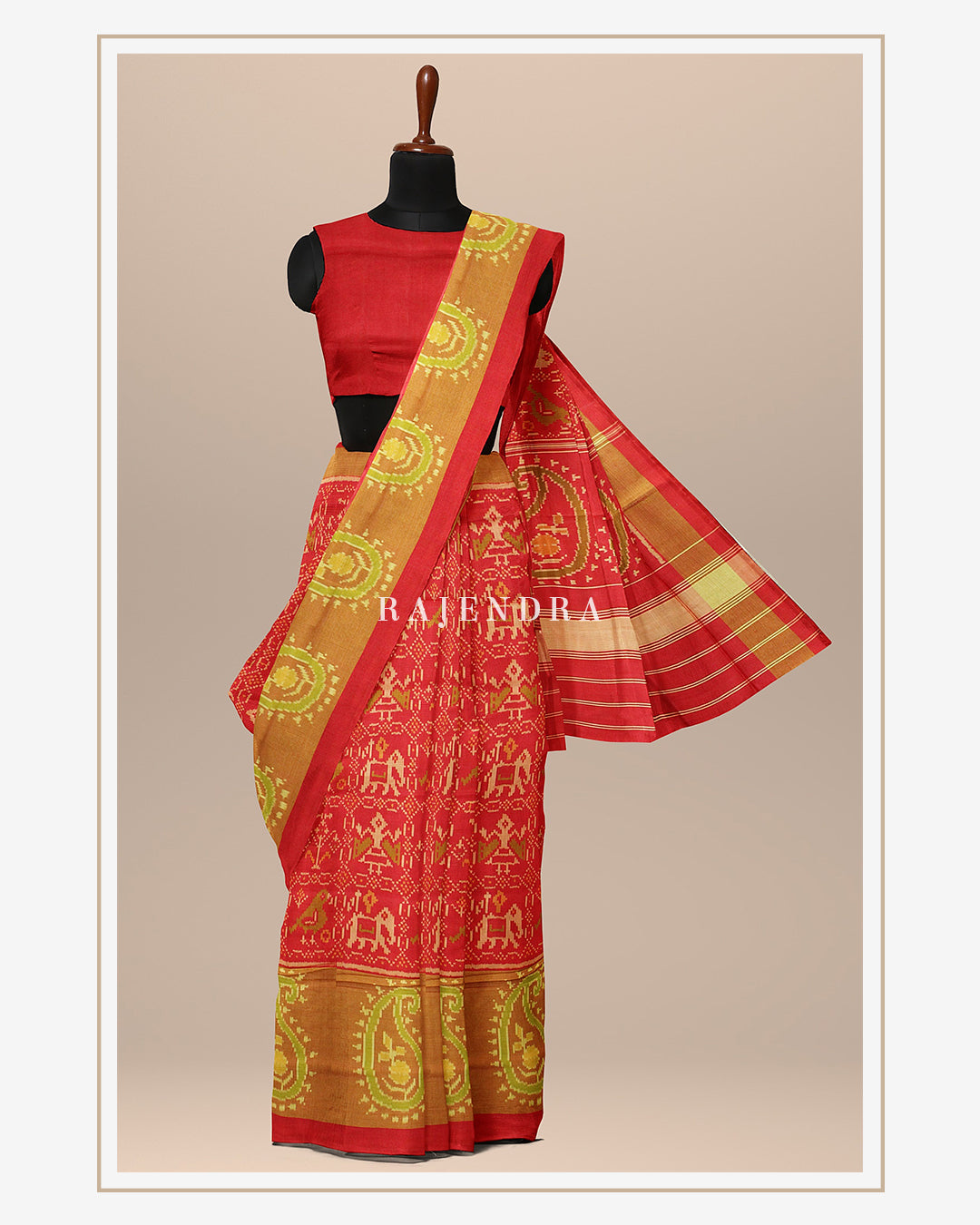 Traditional Red Nari Kunjar Skirt Keri Rajkot Patola Saree