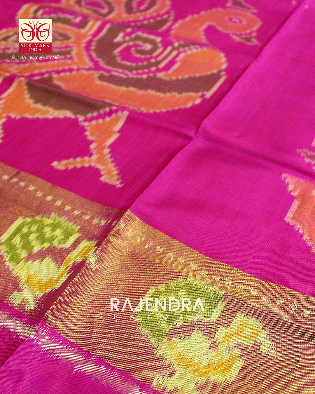 Exclusive Peacock Motif Skirt Border Pink Rajkot Patola Saree