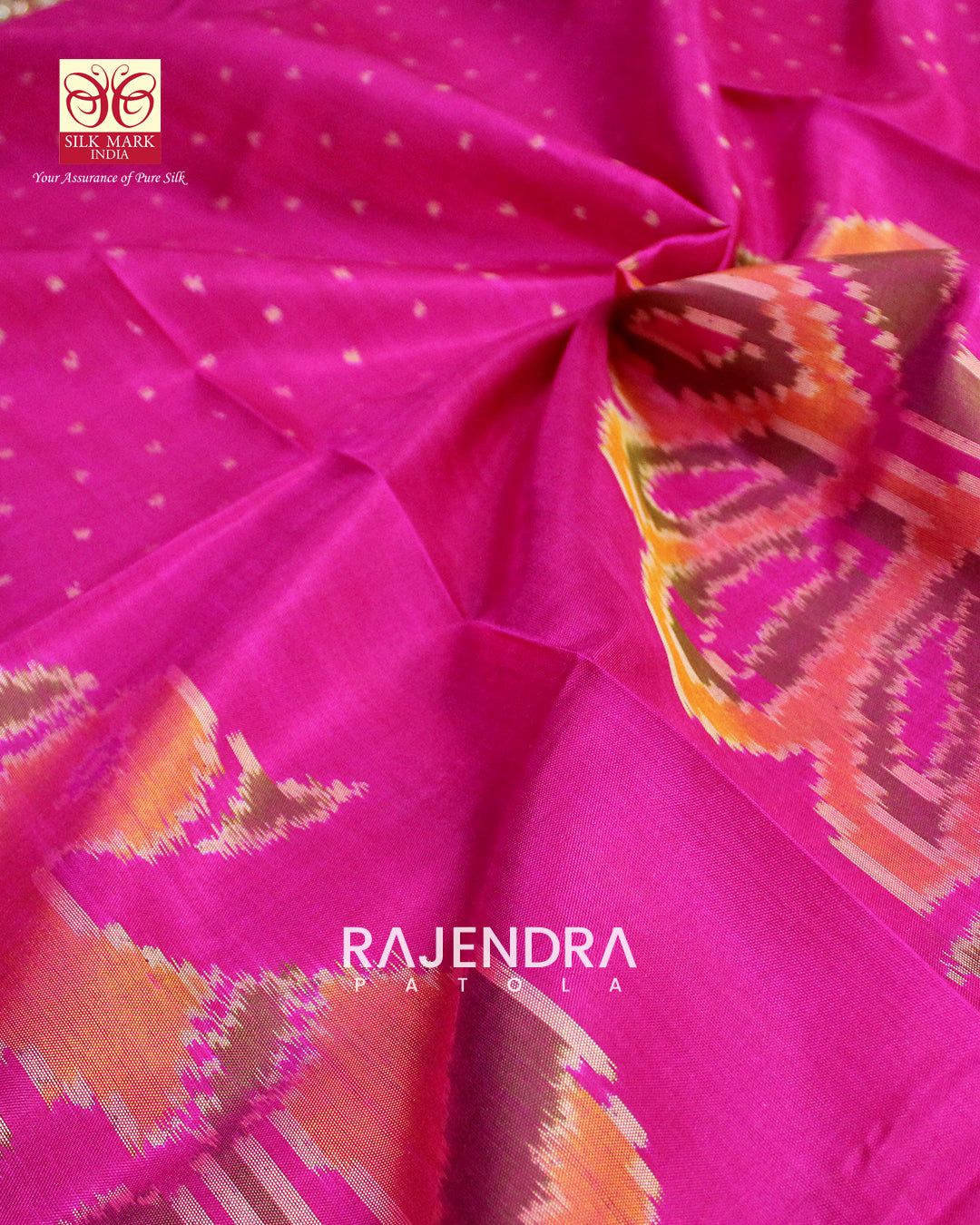 Exclusive Peacock Motif Skirt Border Pink Rajkot Patola Saree