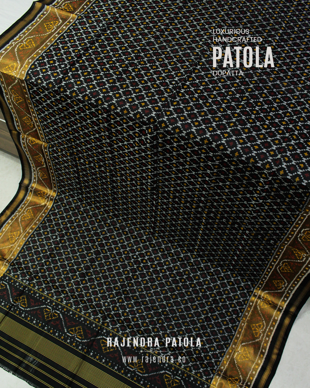 Traditional Sankli Bhat Single Ikat Rajkot Patola Dupatta