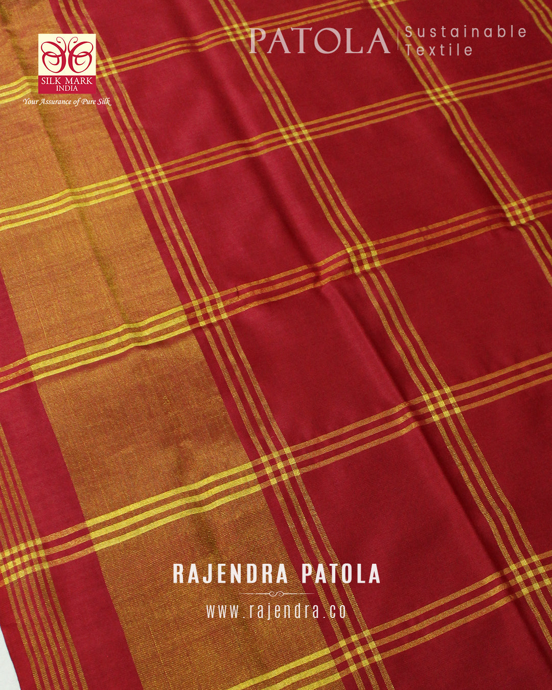 Traditional Zari Checks Off-White and Red Rajkot Patola Saree