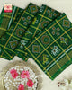 Traditional Zari Checks Bandhani Bhat Green Single Ikat Rajkot Patola Dupatta